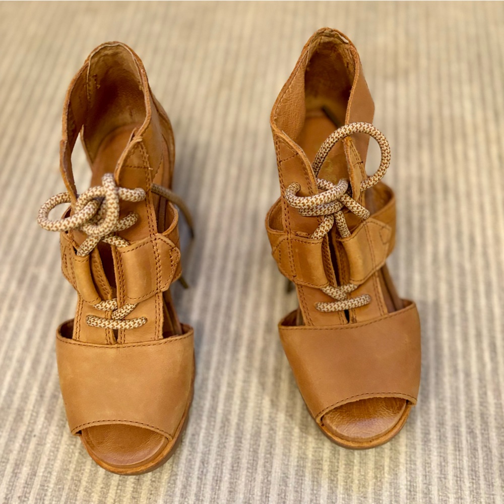 SOREL lace up wedge sandals